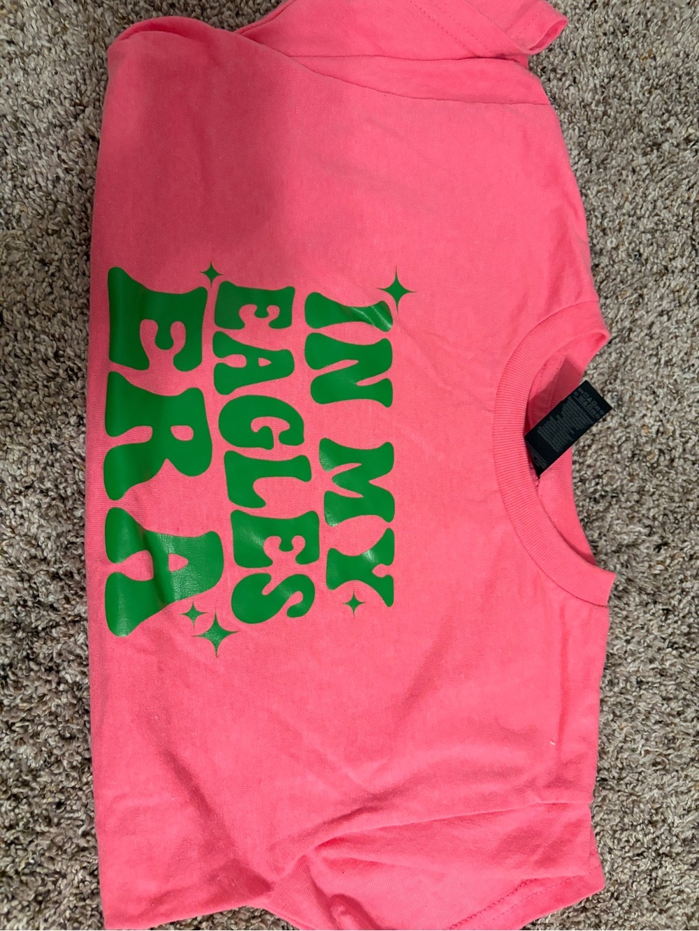 EUC size small kids Eagles Pink Graphic Tee with Green Text